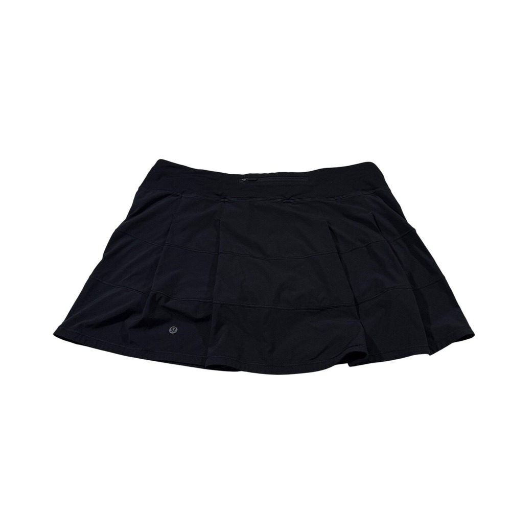 Lululemon Pace Setter Skirt 12 Black Athletic Tennis Golf Skort Tiered Pleated